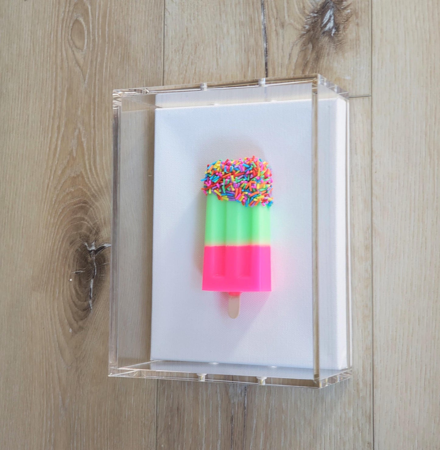 Candy Inspired Ice Pop Shadow Box Art: Handmade Resin Sculpture, Modern Wall Decor