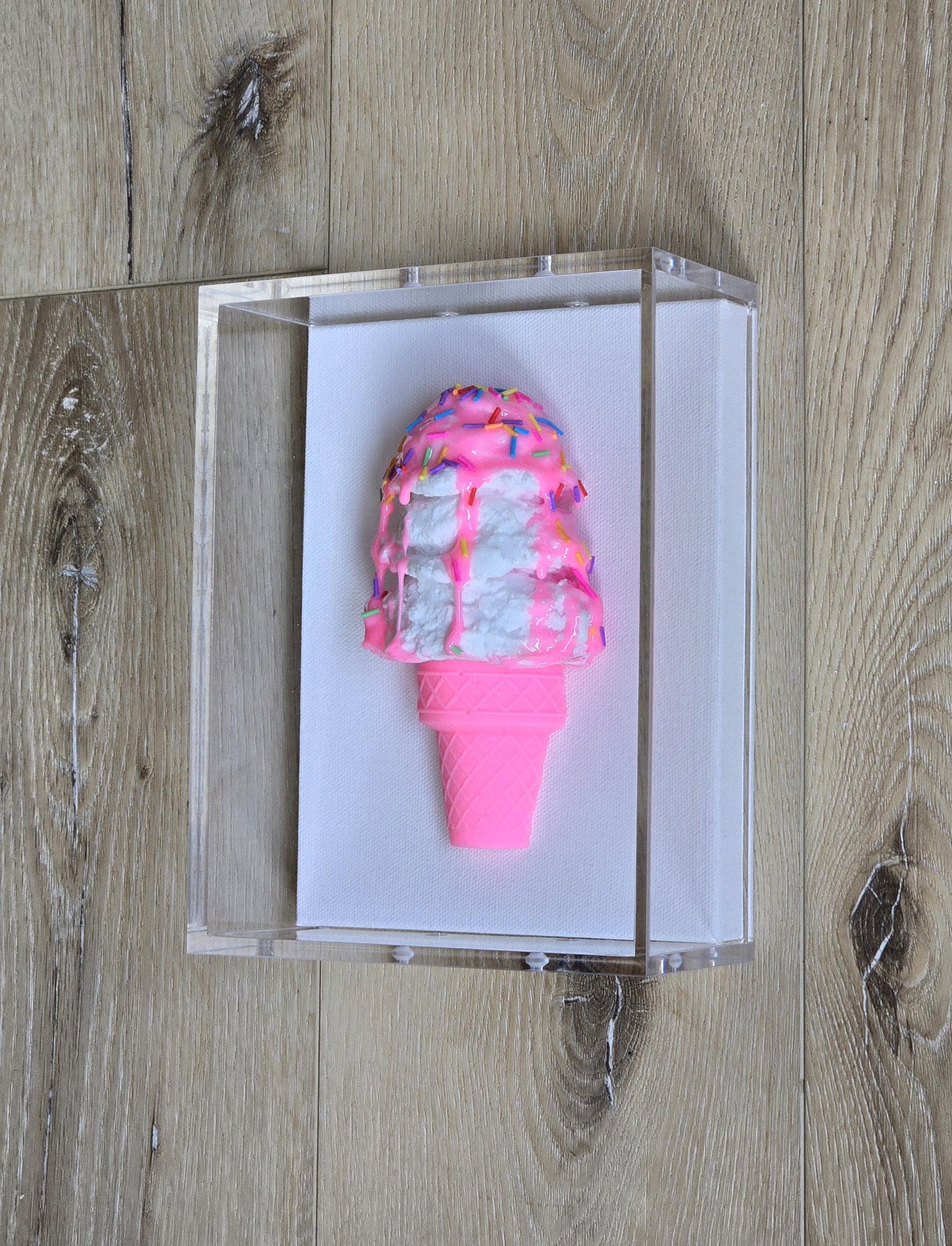 Ice Cream Cone Art | Custom Design Sweet Treats Shadow Box Wall Decor