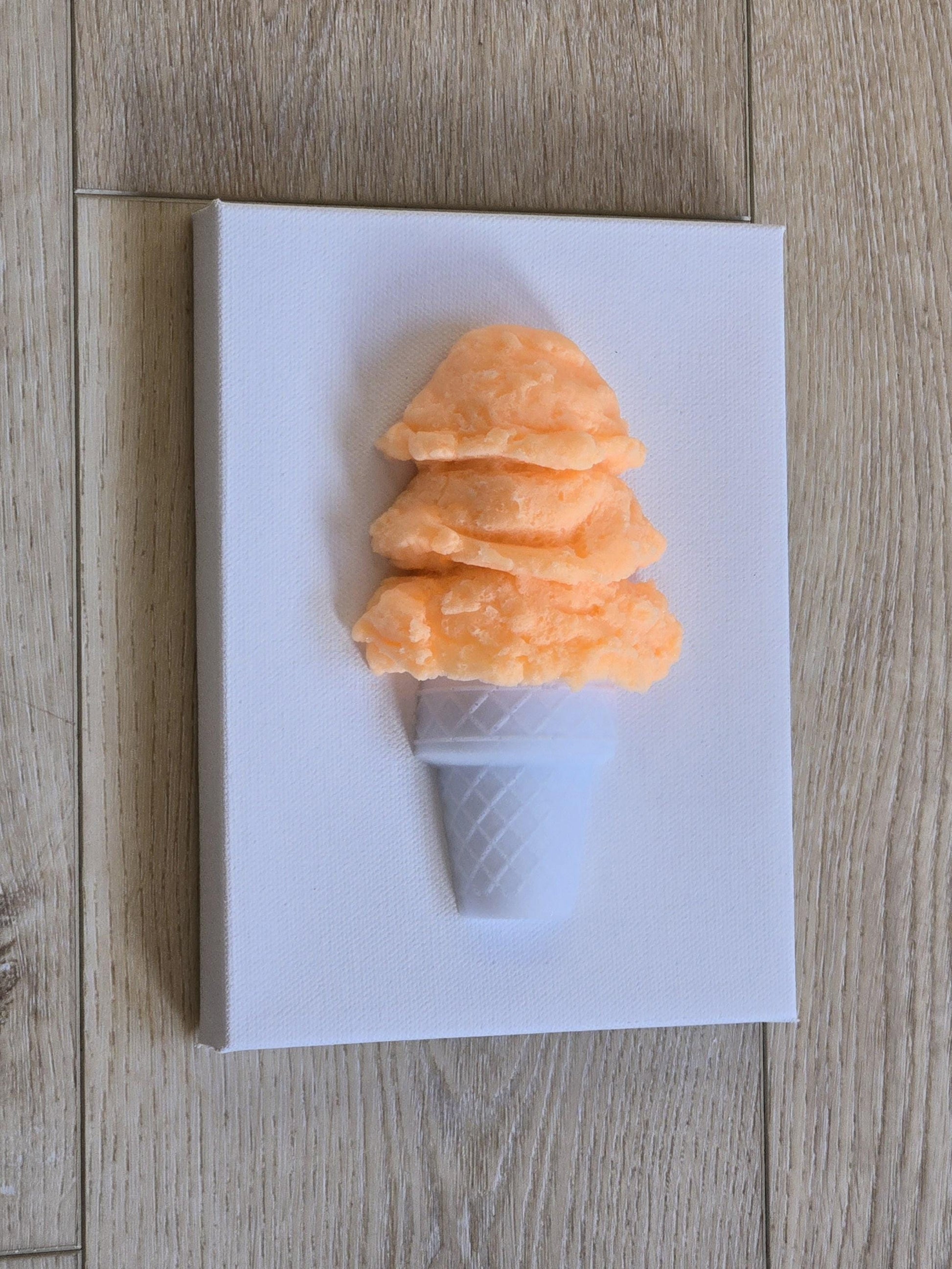 Ice Cream Cone Art | Vibrant Colors, Shadow Box Dessert Themed Handmade Custom Decor