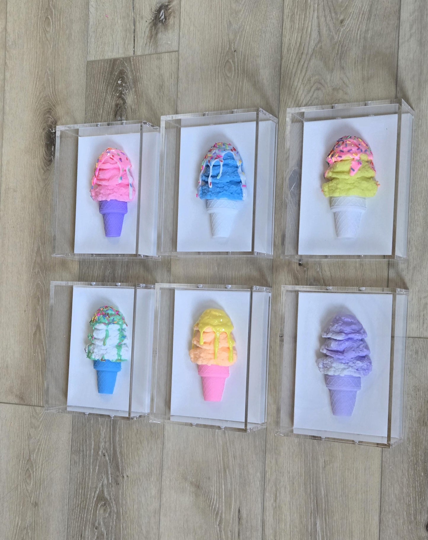 Ice Cream Cone Art | Custom Design Sweet Treats Shadow Box Wall Decor