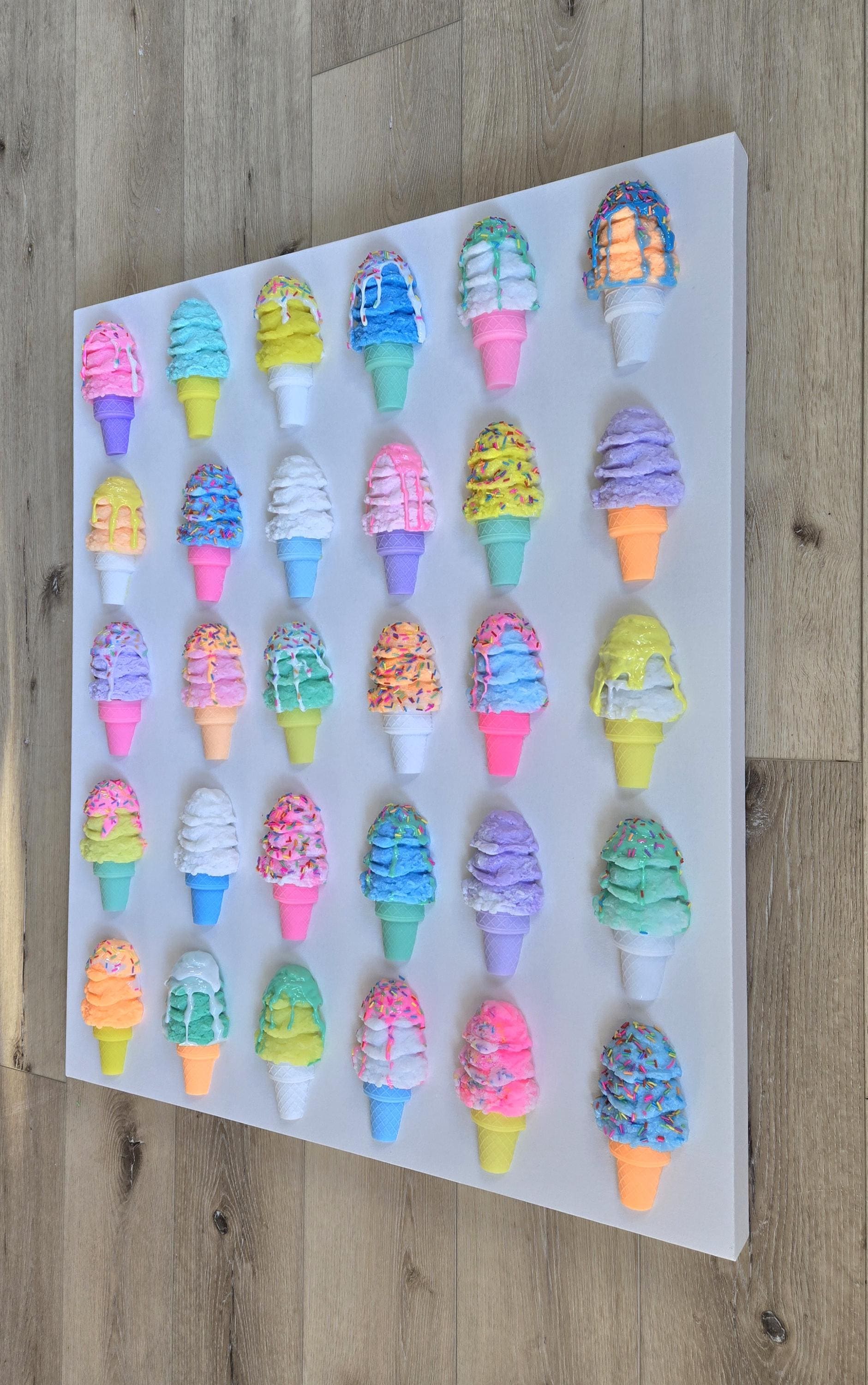Custom Resin Ice Cream Cone Wall Art for Any Room | Modern Pop Art