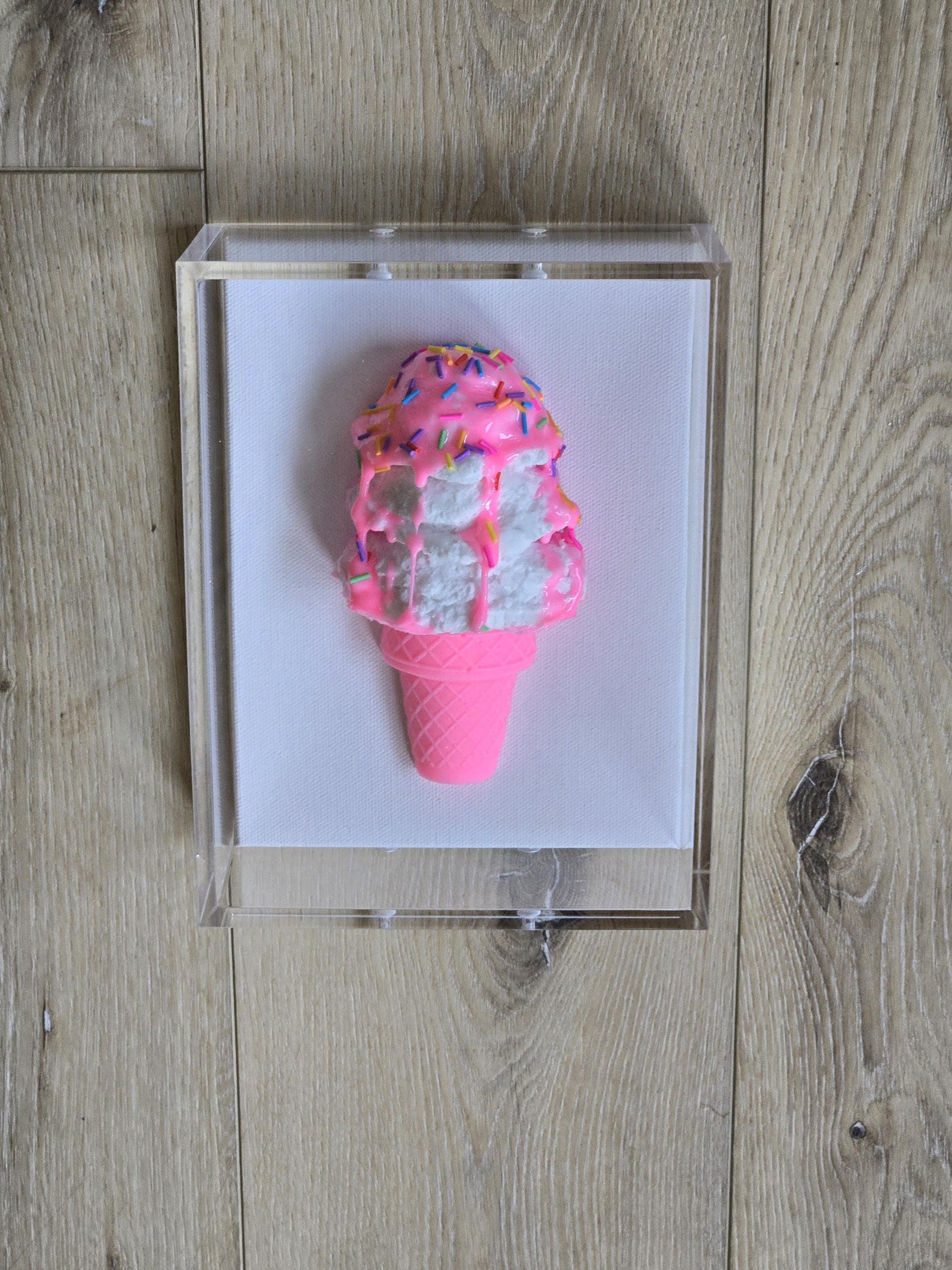 Ice Cream Cone Art | Custom Design Sweet Treats Shadow Box Wall Decor