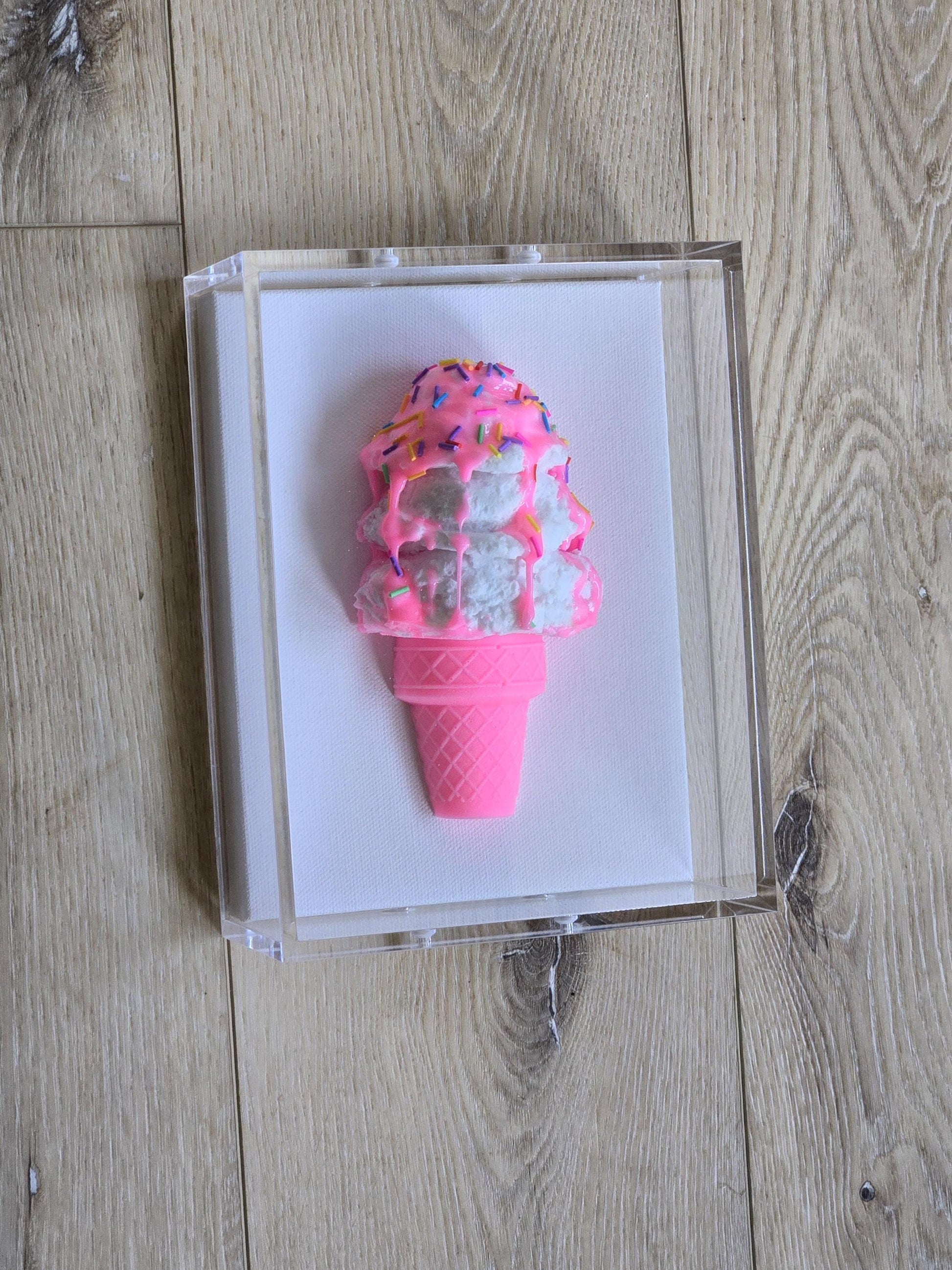 Ice Cream Cone Art | Custom Design Sweet Treats Shadow Box Wall Decor
