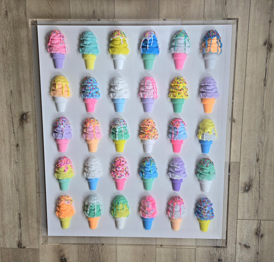 Custom Resin Ice Cream Cone Wall Art for Any Room | Modern Pop Art