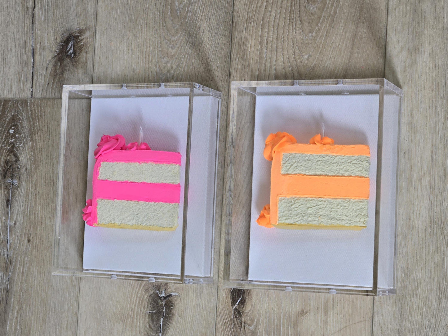 3D Cake Slice Shadow Box Art – Vibrant Neon Whimsical Kitchen Decor, Unique Trendy Art