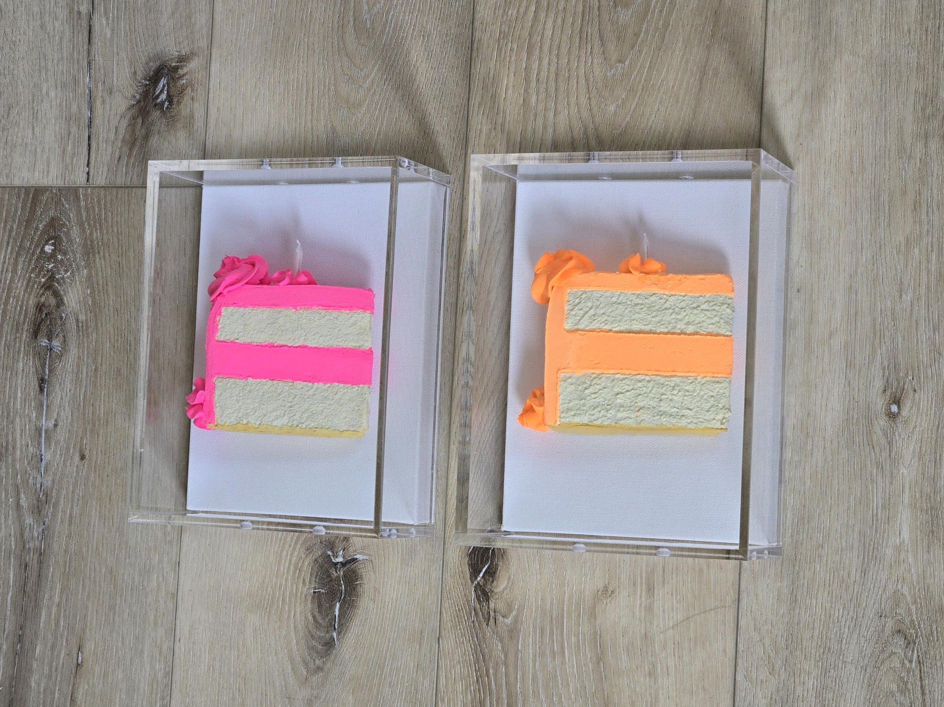3D Cake Slice Shadow Box Art – Vibrant Neon Whimsical Kitchen Decor, Unique Trendy Art