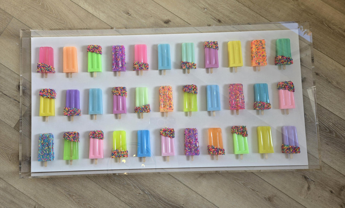 Vibrant 3D Ice Pop Sculpture Wall Art: Custom Canvas Shadow Box Decor