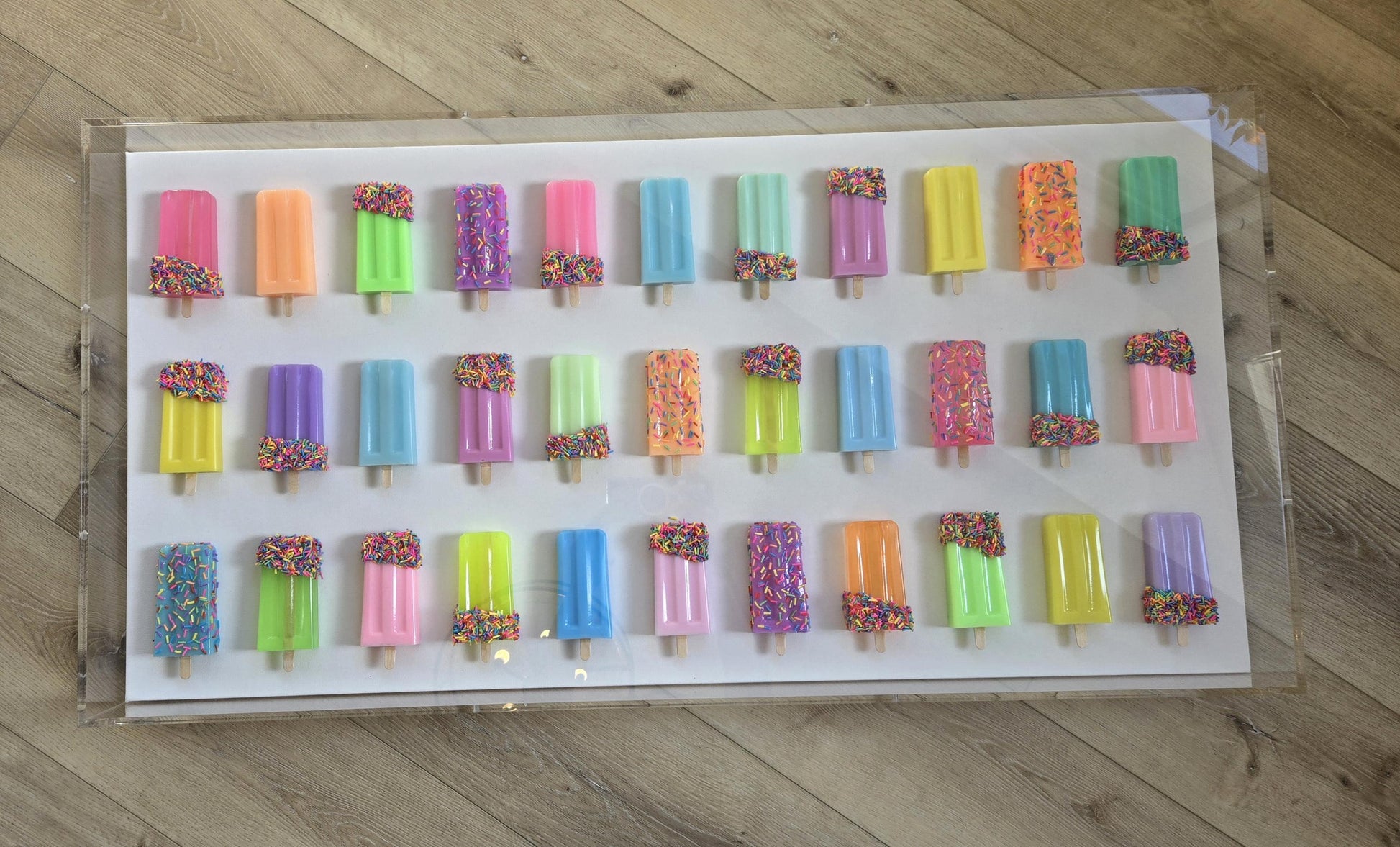 Vibrant 3D Ice Pop Sculpture Wall Art: Custom Canvas Shadow Box Decor