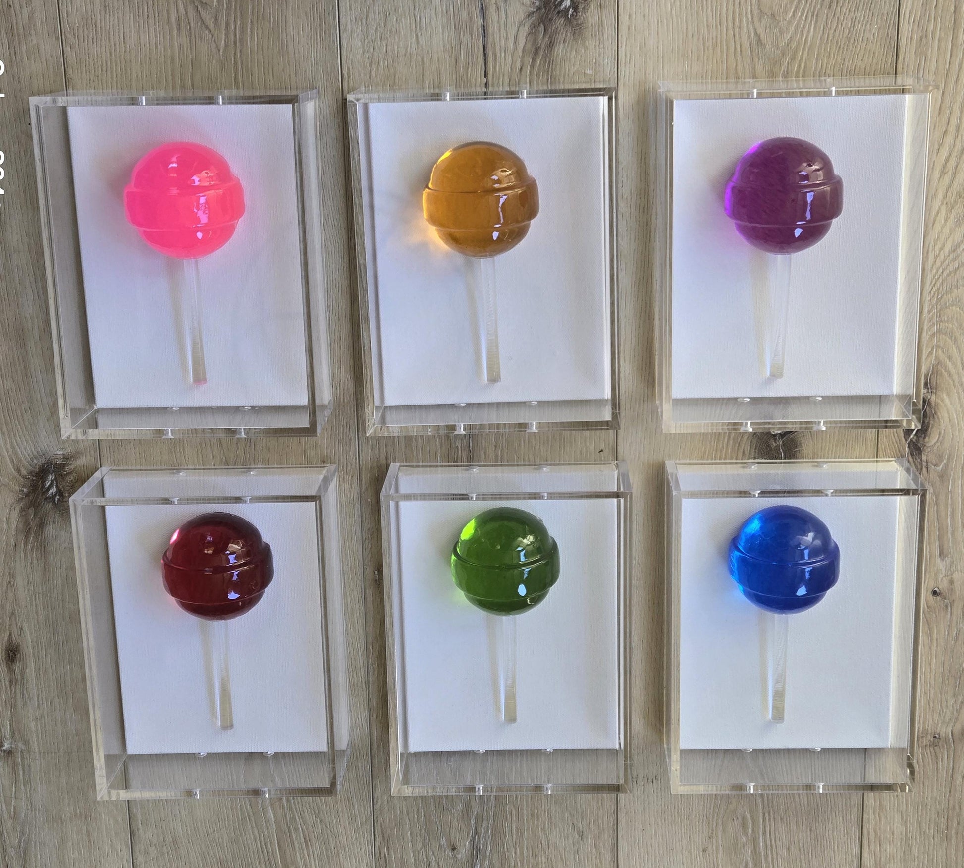Lollipop Sculpture | 3D Pop Art Acrylic Candy Wall Decor | Set of Six