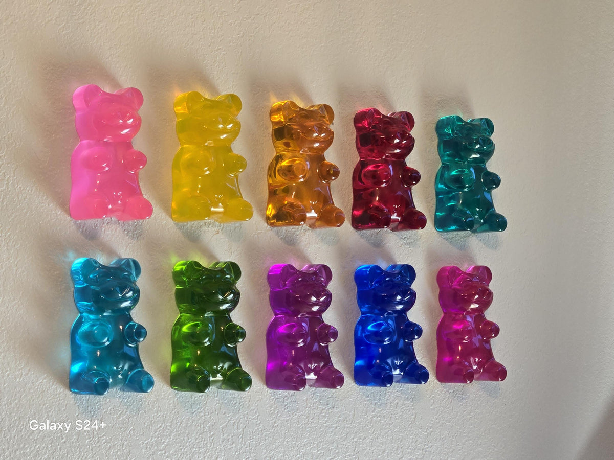 Giant Gummy Bear Sculpture | Pop Art Wall Decor | Handcrafted Colorful Resin Art (6 Inch)