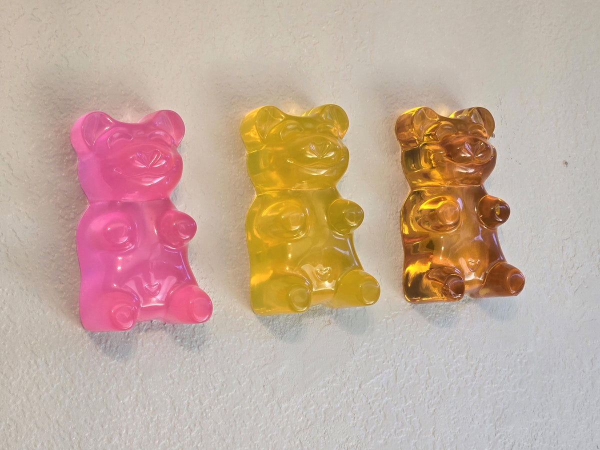 Giant Gummy Bear Sculpture | Pop Art Wall Decor | Handcrafted Colorful Resin Art (6 Inch)