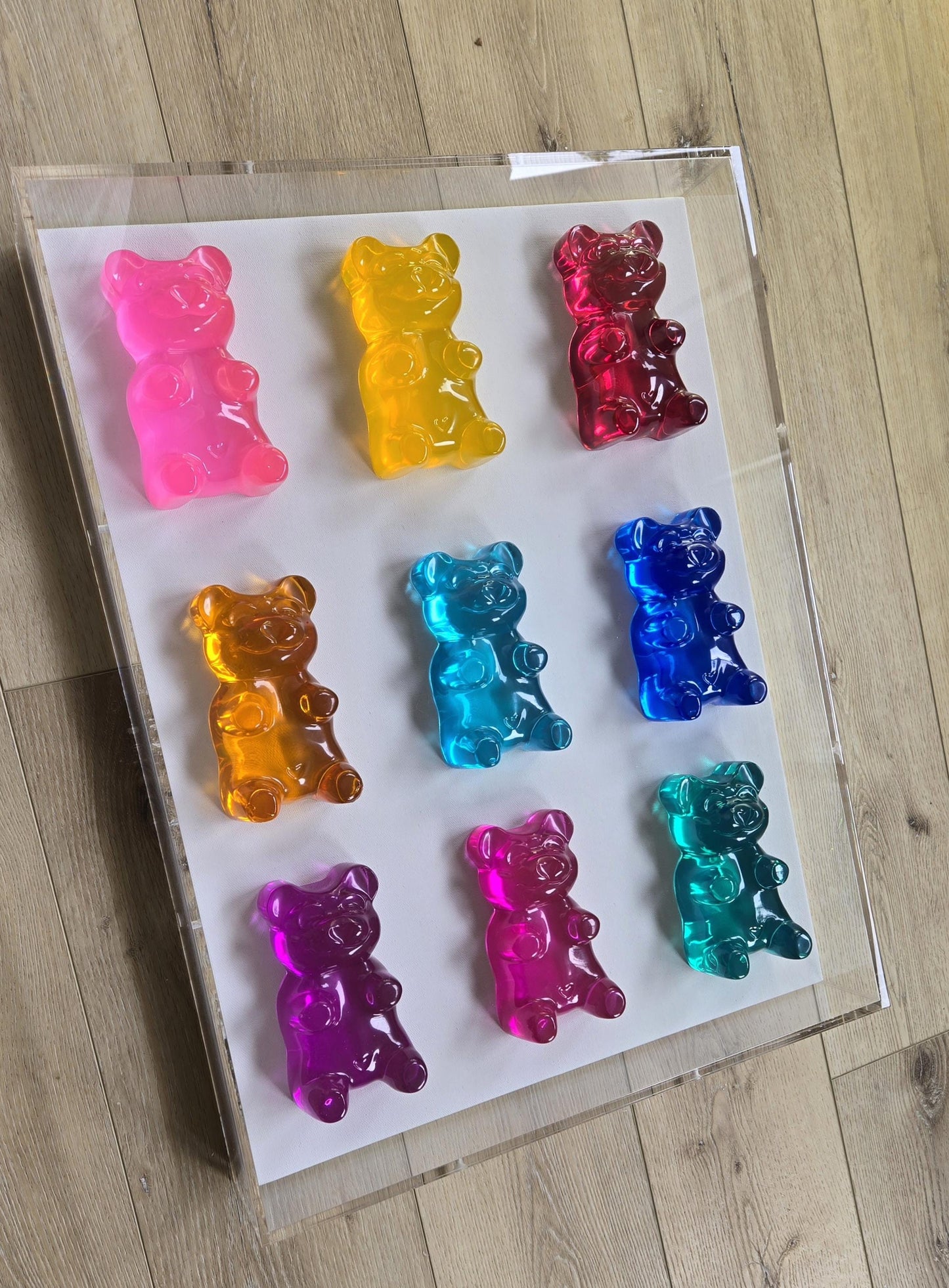 3D Pop Art Gummy Bear Wall Decor | Colorful Resin Candy Art | Rainbow Luxury Nursery & Kitchen Wall Sculpture | Handmade Statement Piece