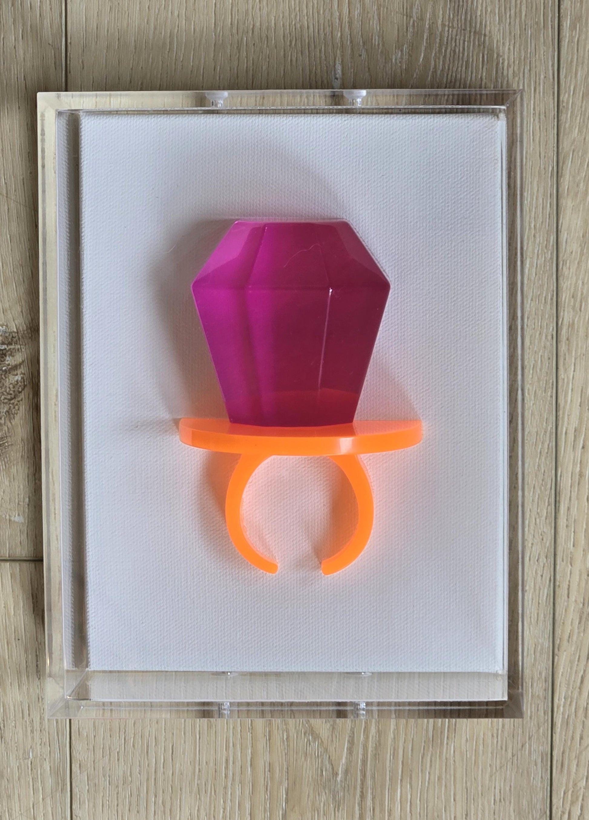3D Ring Sculpture | Jewel Tone Acrylic Candy Art Wall Decor (Shadow Box) Pop Art