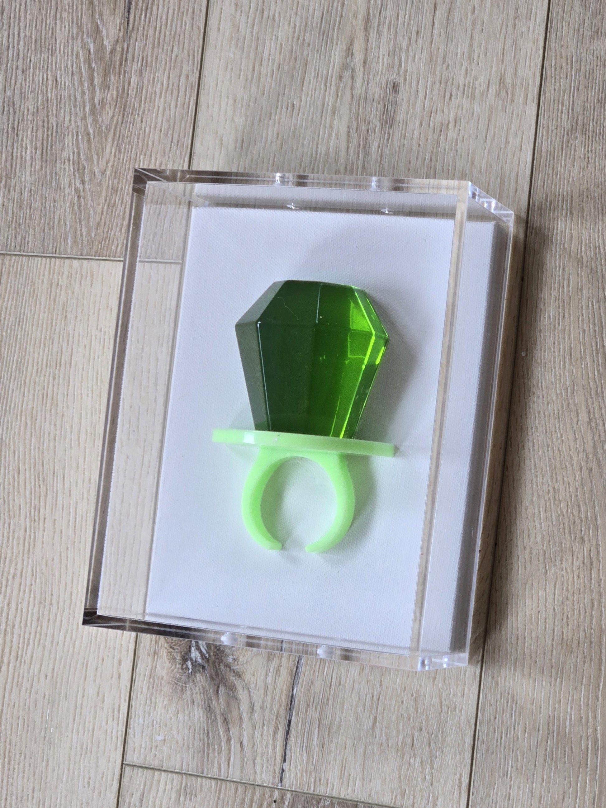 3D Ring Sculpture | Jewel Tone Acrylic Candy Art Wall Decor (Shadow Box) Pop Art