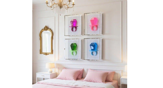3D Ring Sculpture | Jewel Tone Acrylic Candy Art Wall Decor (Shadow Box) Pop Art