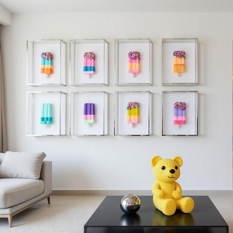 Ice Cream Bar Sculpture, Acrylic Shadow Box Wall Decor