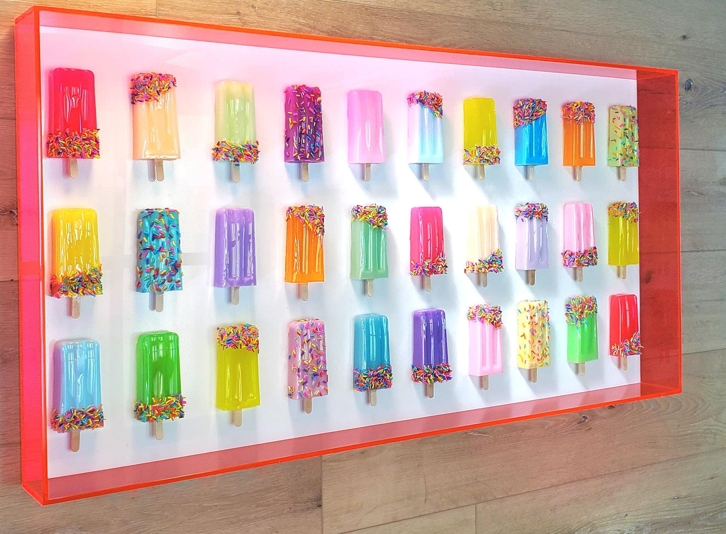 Statement Wall Art: Handmade 3D Ice Cream Bar Sculptures In A Shadow Box