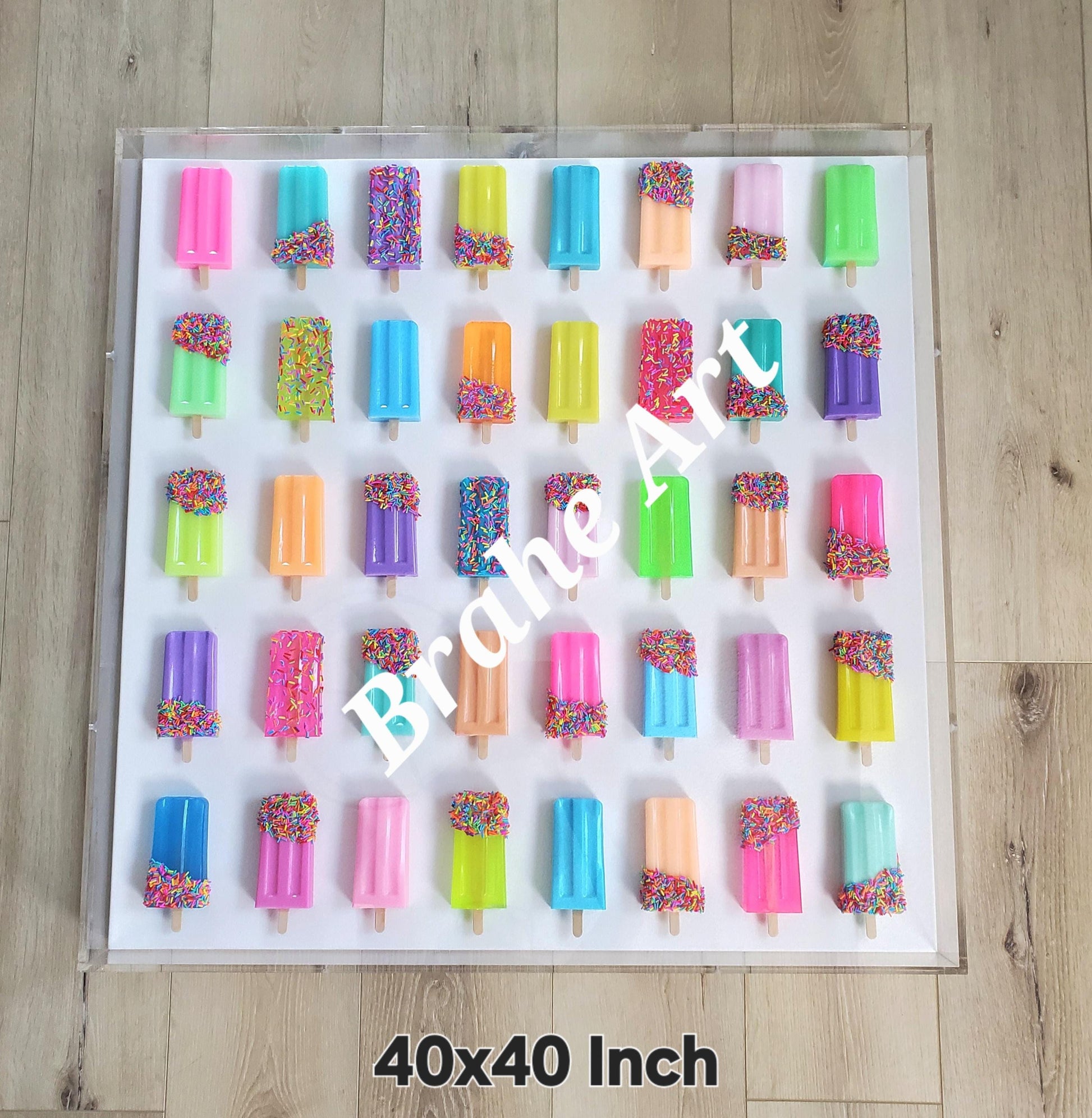 Statement Wall Art: Handmade 3D Ice Cream Bar Sculptures In A Shadow Box
