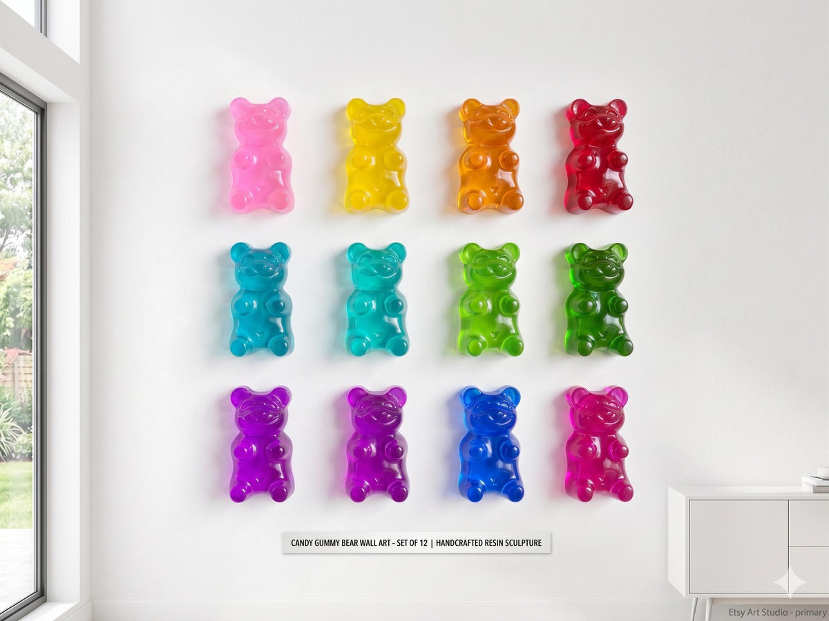 Giant Gummy Bear Sculpture | Pop Art Wall Decor | Handcrafted Colorful Resin Art (6 Inch)