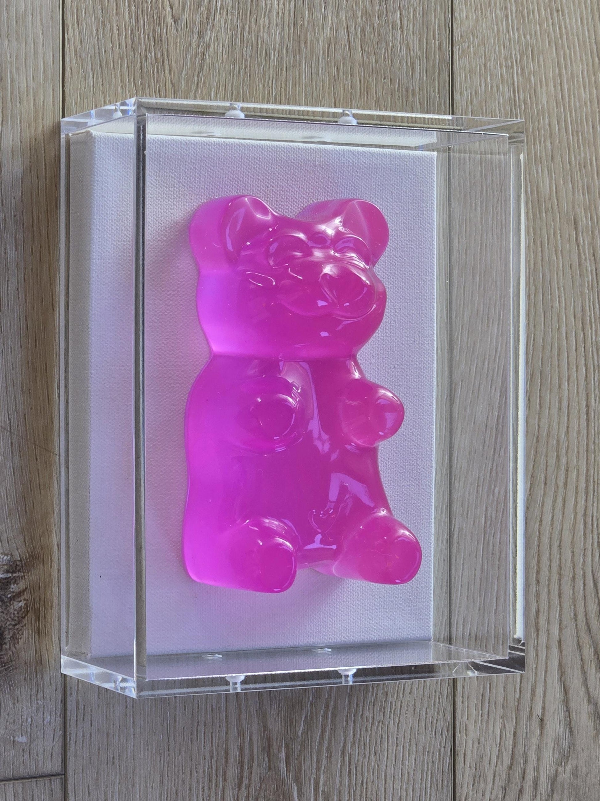 Gummy Bear Sculpture | Pop Art Kids Room Decor, 6 Inch bear-Framed Art | Shadow Box Gallery Wall Ideas