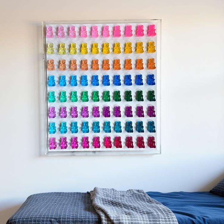 Giant Resin Gummy Bear Framed Wall Decor: 3D Pop Art Shadow Box Customize Art