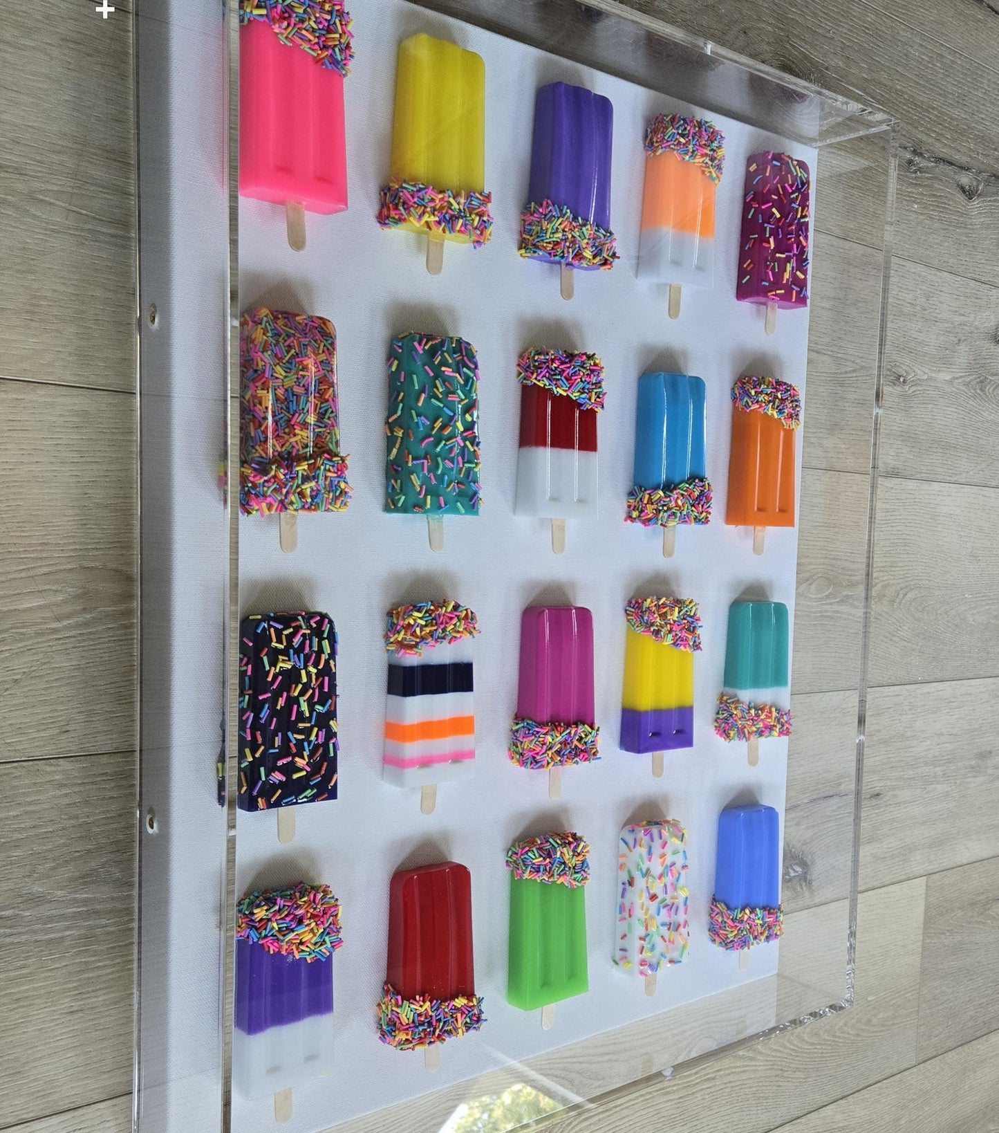 3D Ice Pop Shadow Box, Vibrant Pastel Colors Customized To Match Your Home Decor
