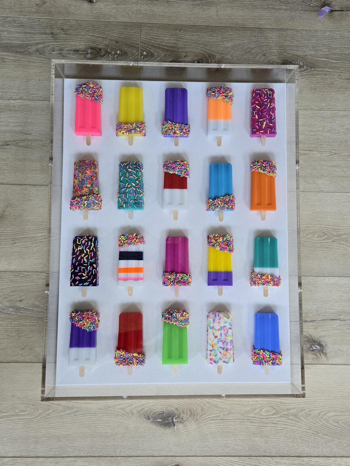 3D Ice Pop Shadow Box, Vibrant Pastel Colors Customized To Match Your Home Decor