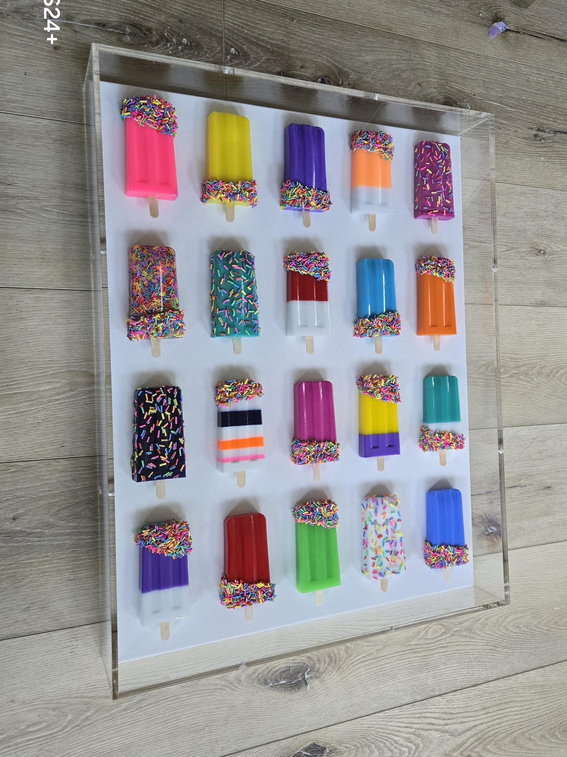 3D Resin Ice Cream Bar Sculpture, Whimsical Wall Art, Kids Room Decor (18x24x4 Inch)