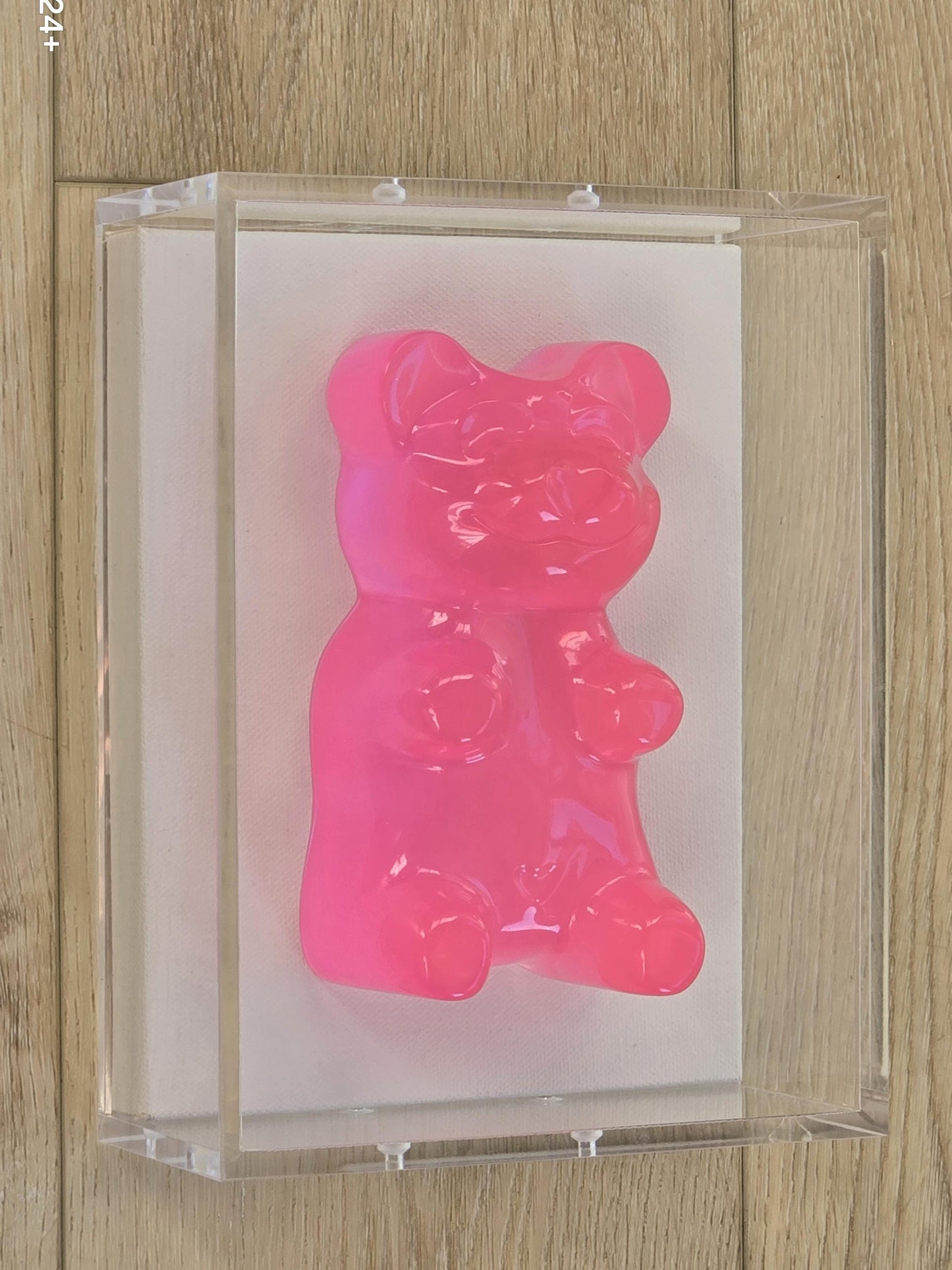 Gummy Bear Sculpture in Shadow Box | Transparent Jeweled Tone | Set Of Six-6 Inch Bear