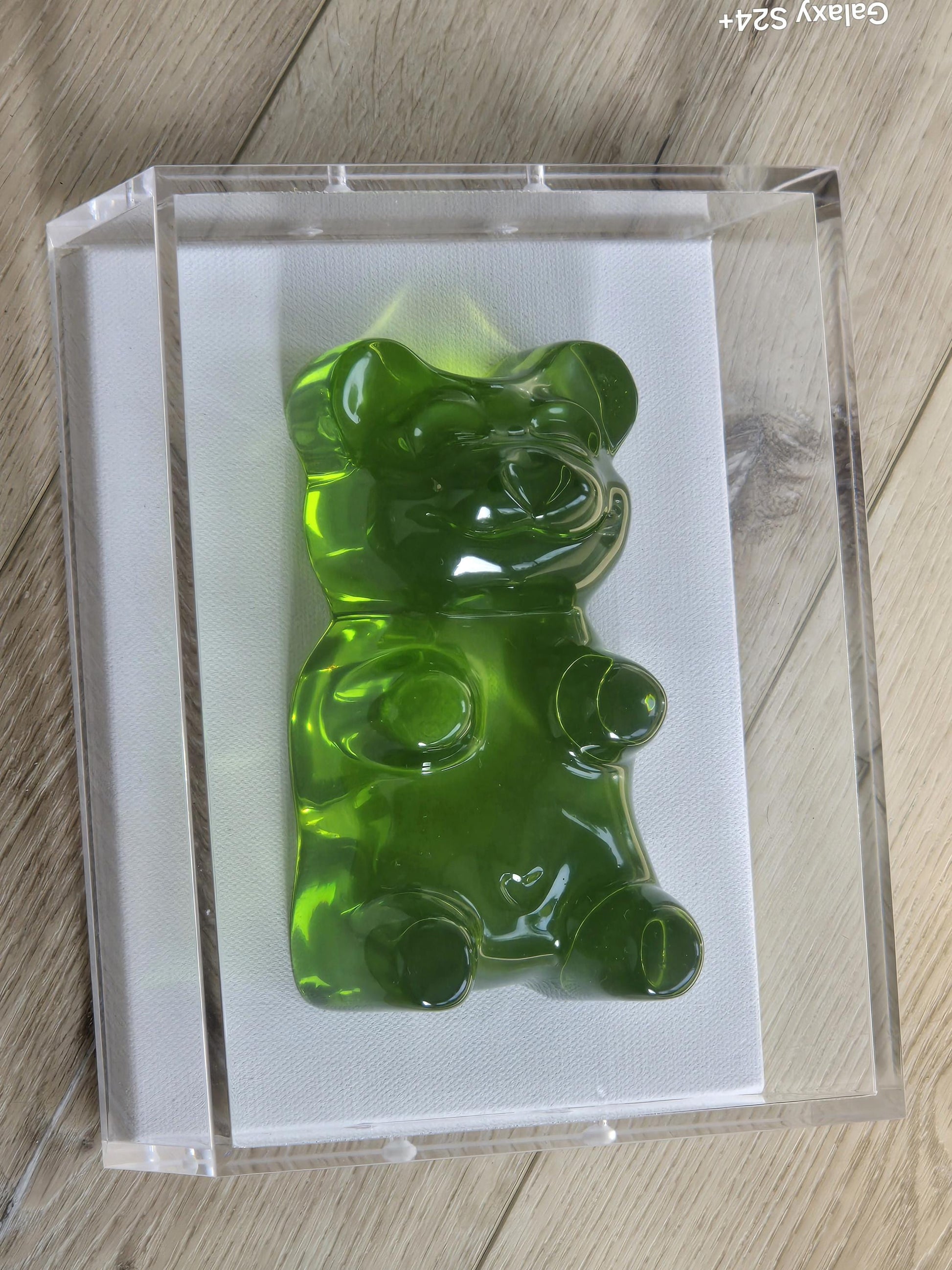 Gummy Bear Sculpture in Shadow Box | Transparent Jeweled Tone | Set Of Six-6 Inch Bear