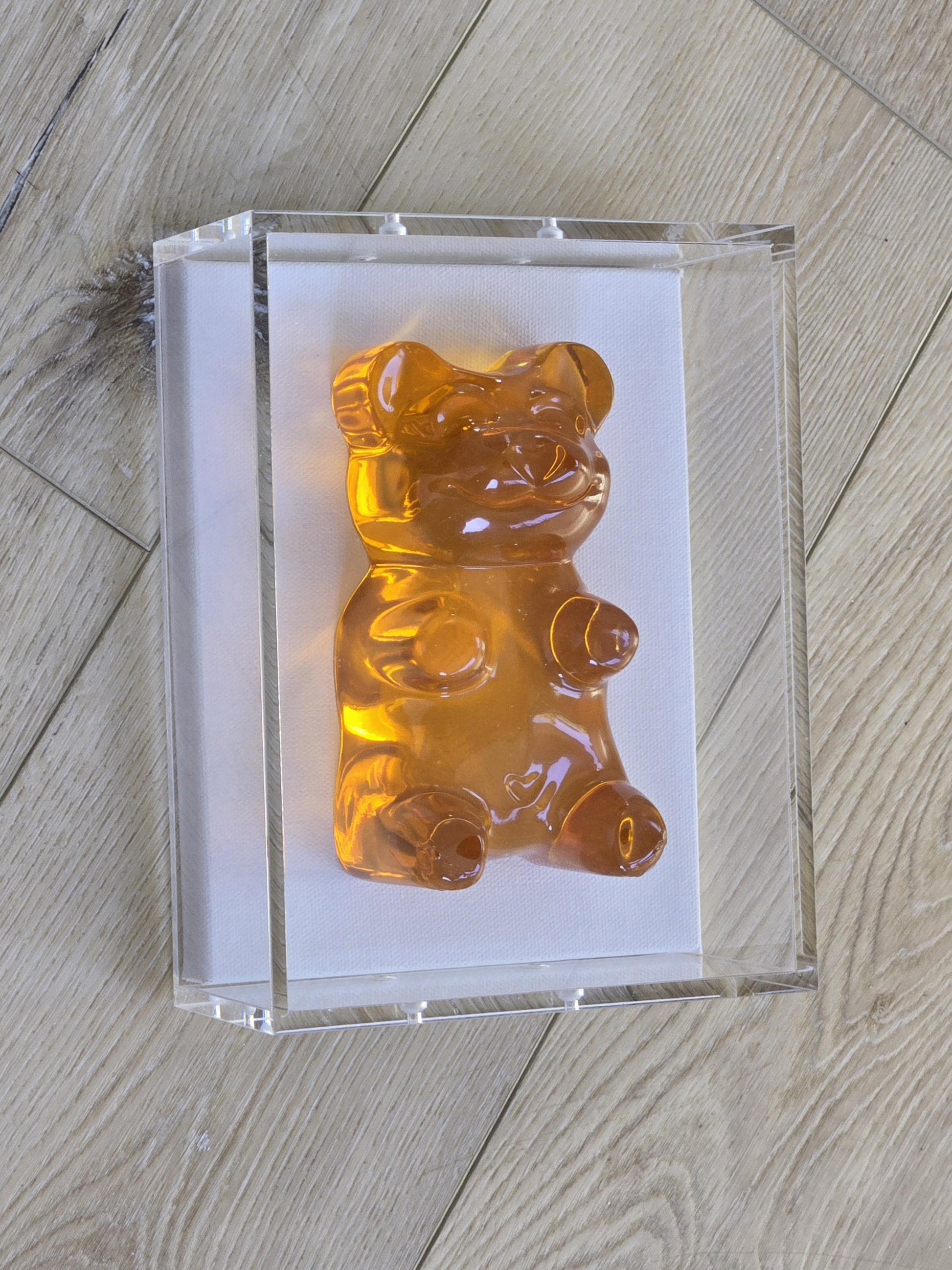 Modern Pop Art Gummy Bear Wall Decor | Resin Sculpture in Luxury Shadow Box | Candy-Inspired Colors | Kids Room, Nursery, Gift Idea, 6 Inch