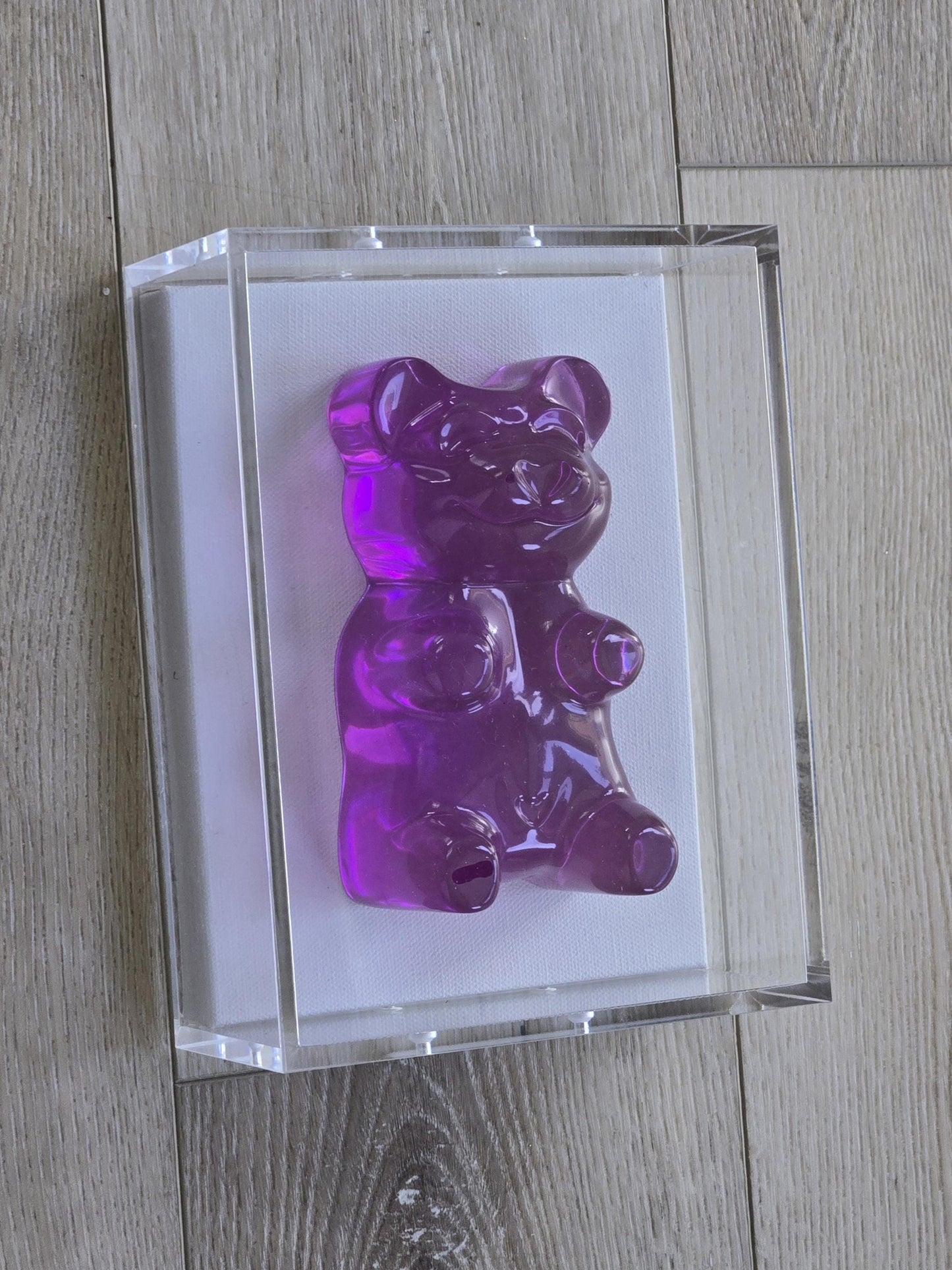 Gummy Bear Sculpture in Shadow Box | Transparent Jeweled Tone | Set Of Six-6 Inch Bear