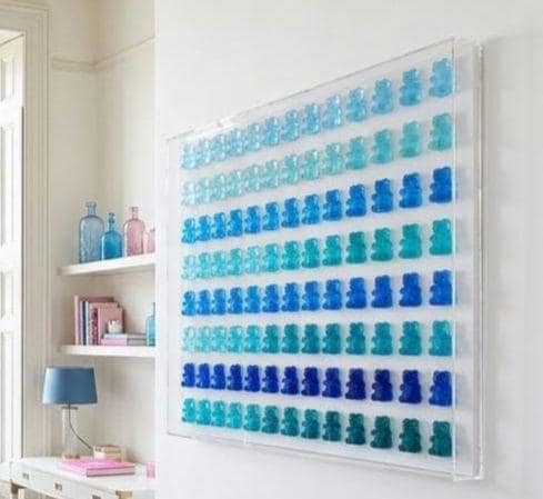 Luxury Large Scale Gummy Bear Shadow Box Art | 3D Modern Pop Art Wall Decor for Nursery, Kids Room, Kitchen | Customizable Interior Design