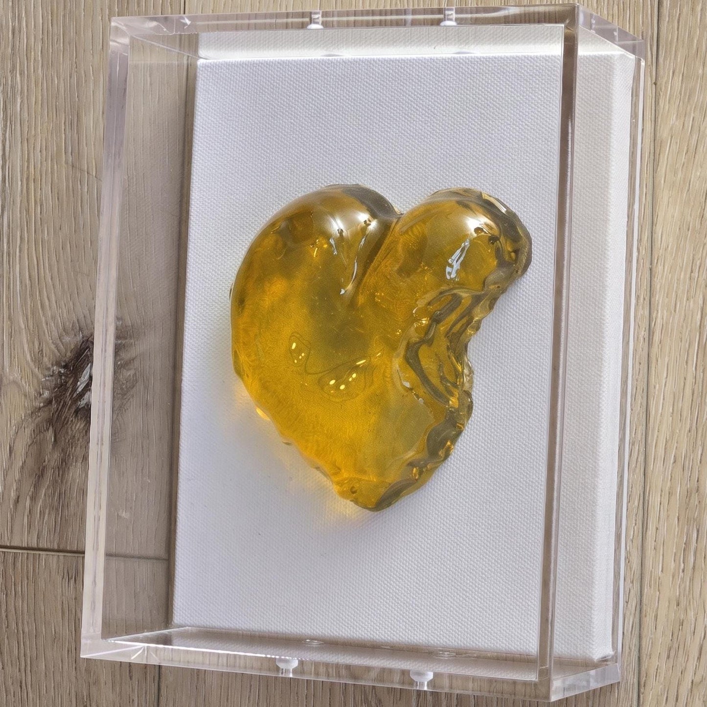 3D Heart Sculpture - Hand-Poured Resin Pop Art - Framed Acrylic Wall Hanging - Whimsical Modern Gallery Decor