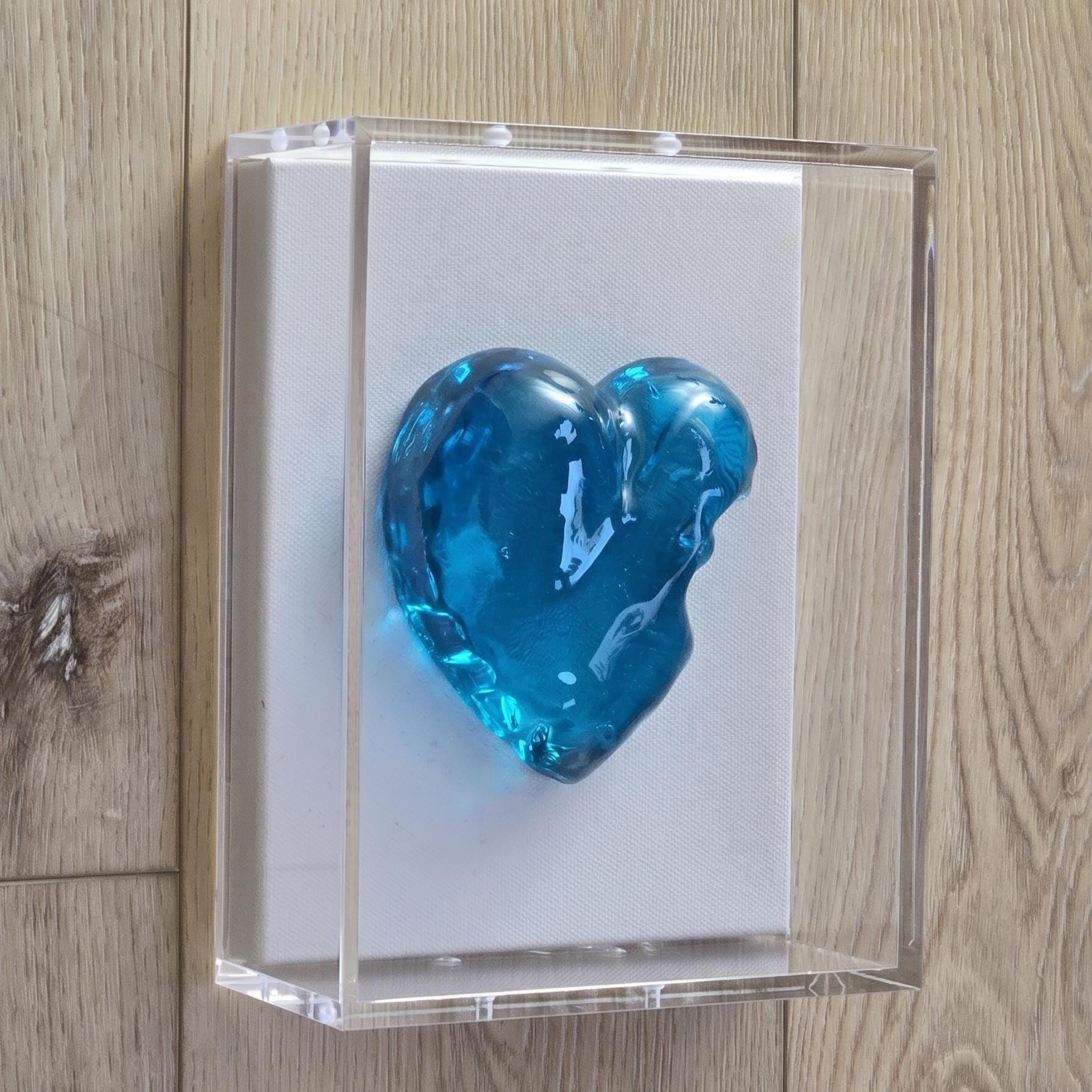 Modern Pop Art Wall Art Heart Sculpture Decor – Jewel Tone Colors , Luxury Shadowbox (8x6x3 inch)