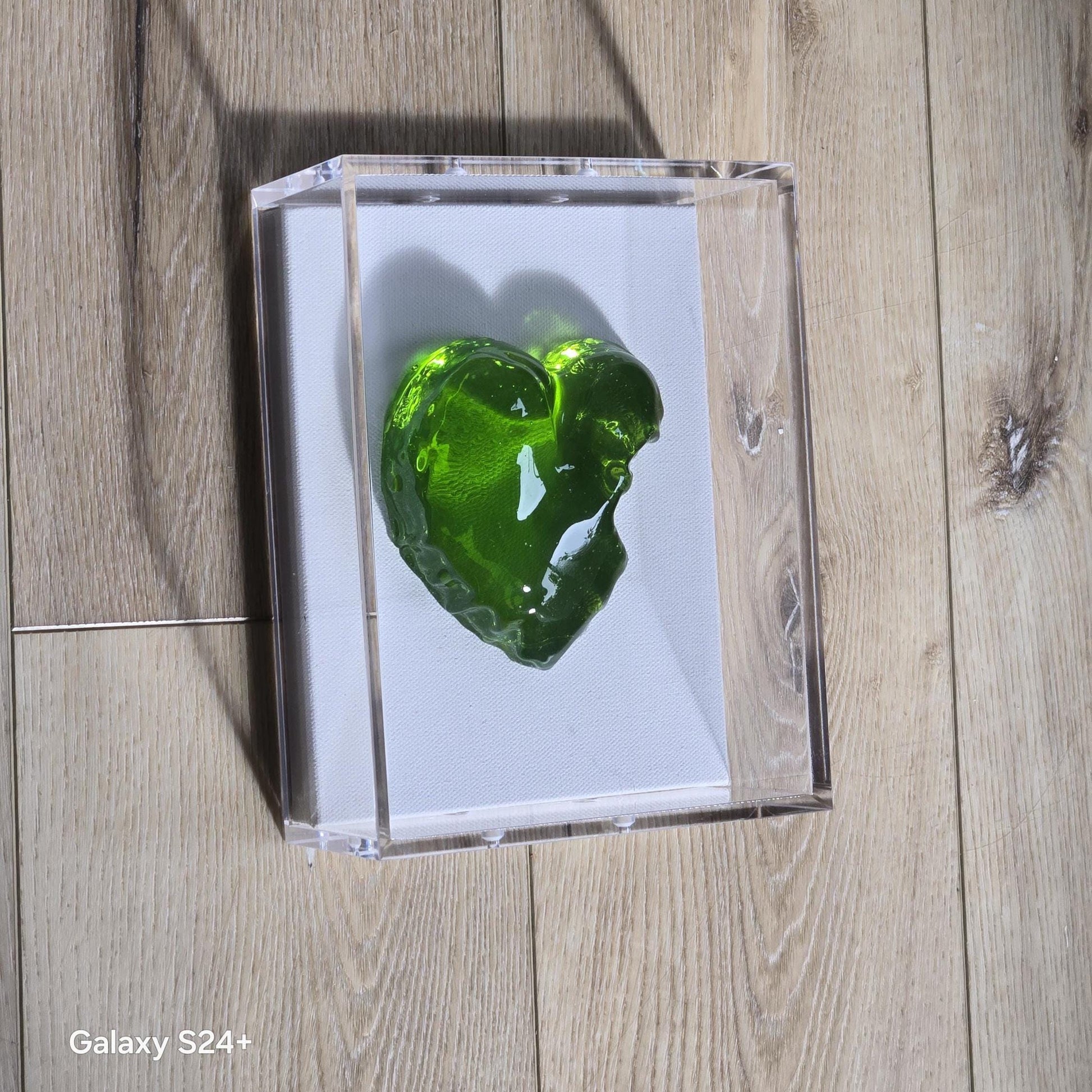 3D Heart Sculpture - Hand-Poured Resin Pop Art - Framed Acrylic Wall Hanging - Whimsical Modern Gallery Decor