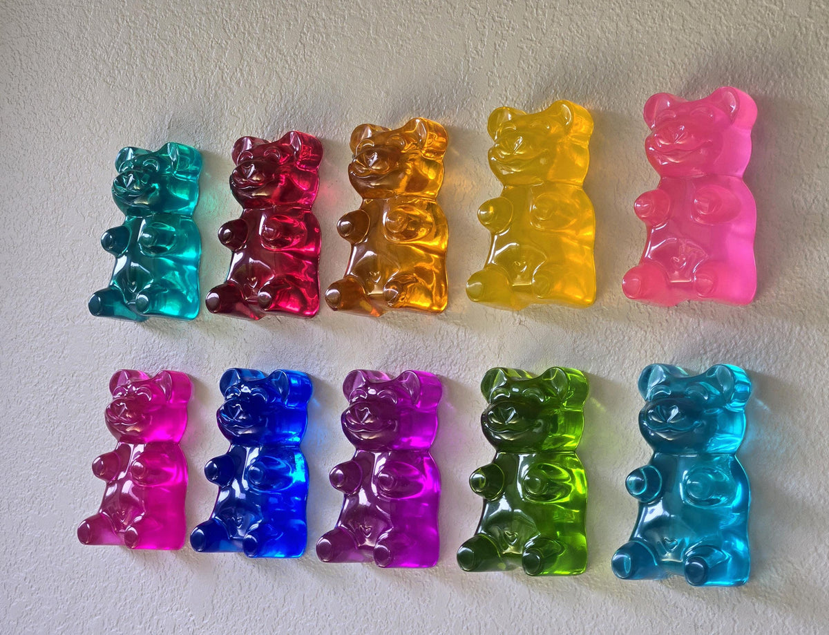 Giant Gummy Bear Sculpture | Pop Art Wall Decor | Handcrafted Colorful Resin Art (6 Inch)