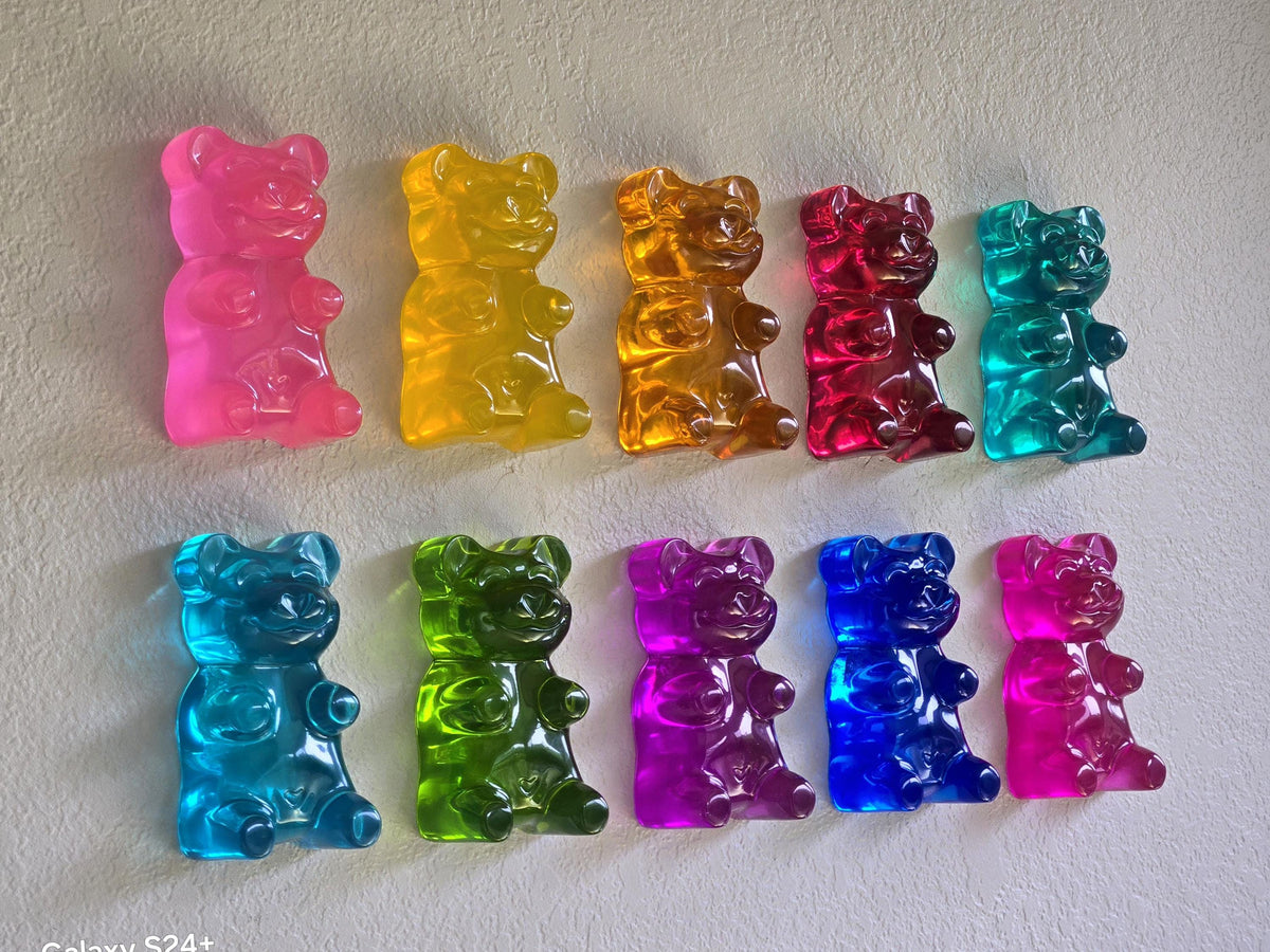 Giant Gummy Bear Sculpture | Pop Art Wall Decor | Handcrafted Colorful Resin Art (6 Inch)