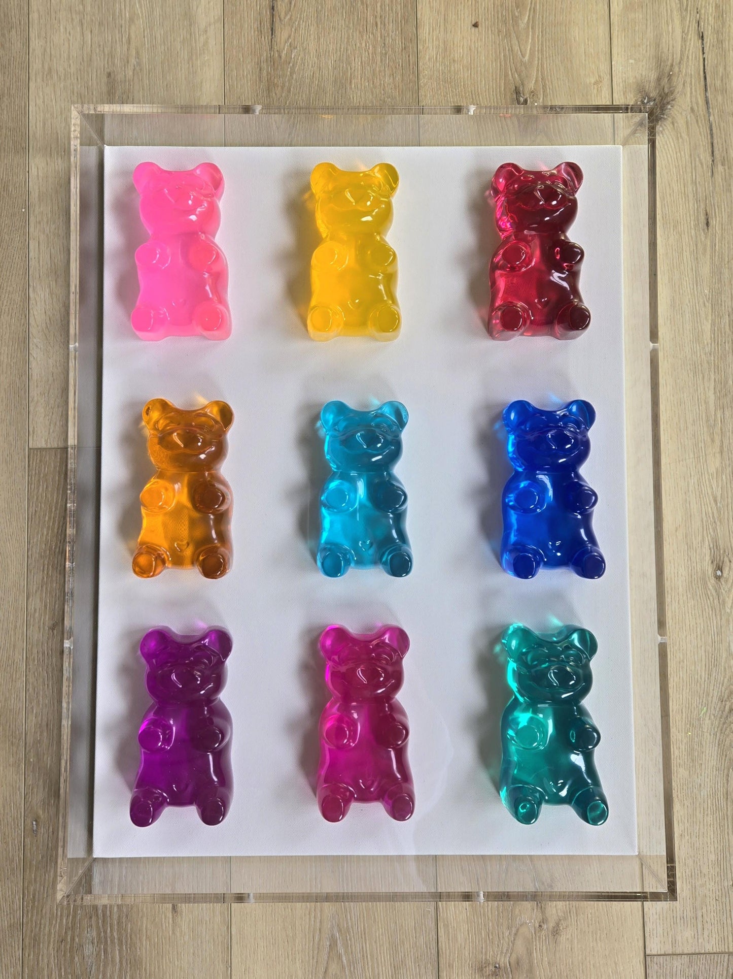 3D Pop Art Gummy Bear Wall Decor | Colorful Resin Candy Art | Rainbow Luxury Nursery & Kitchen Wall Sculpture | Handmade Statement Piece