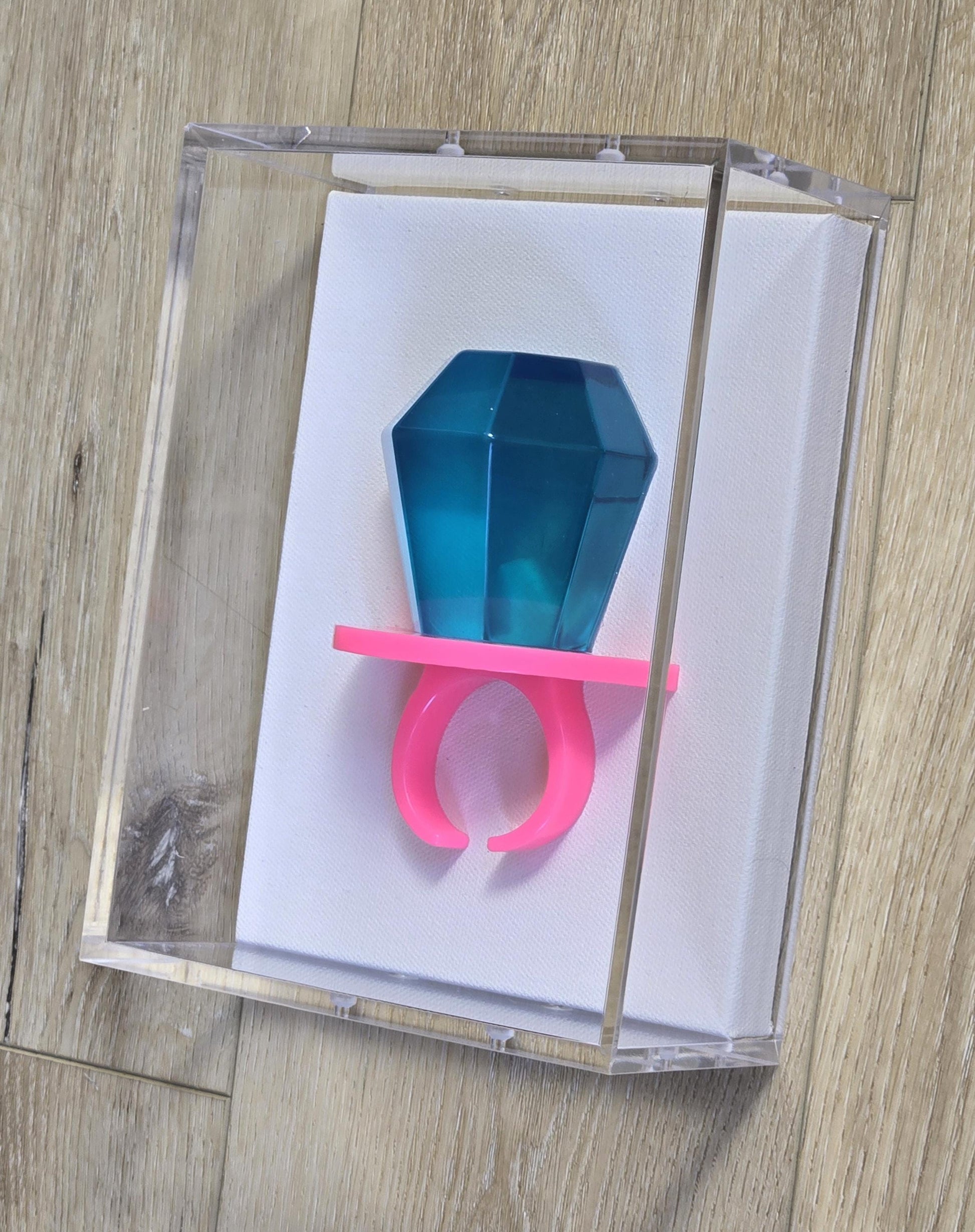 3D Ring Sculpture | Jewel Tone Acrylic Candy Art Wall Decor (Shadow Box) Pop Art