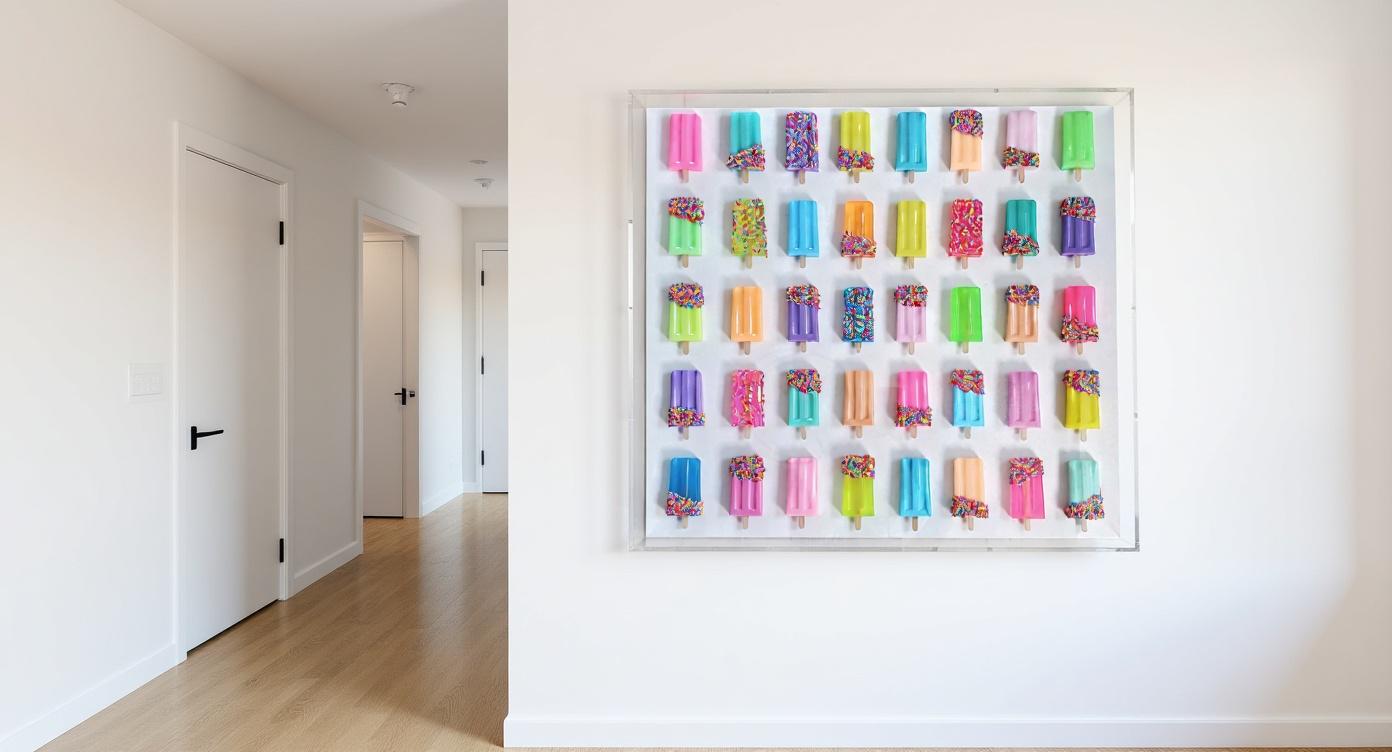 Rainbow Ice Pop Wall Sculpture: Pop Art Shadow Box Decor, Customizable Colors