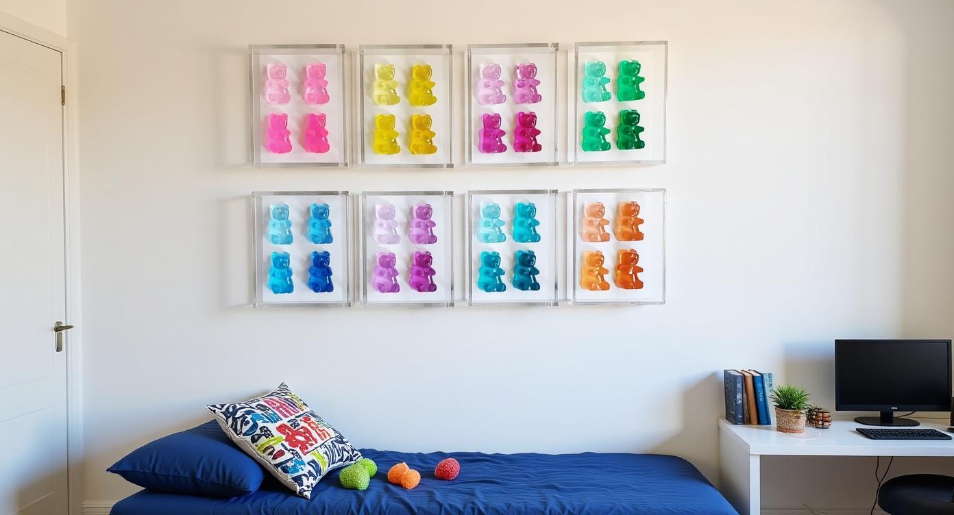 Gummy Bear Wall Art: Nursery & Kids Decor in Luxurious Shadow Box