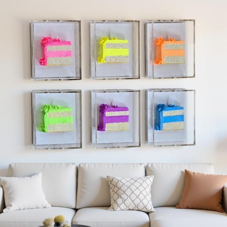 Cake Slice Wall Art Shadow Box Art  One  8x6x3 inch One cake slice, Handmade