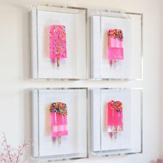 Luxurious Customizable Resin Popsicle Wall Art – Original Shadow Box Design
A playful icon meets high‑end artistry in this handcrafted pink resin popsicle, elegantly showcased inside a modern shadow box. This piece blends nostalgia with luxury, transforming a simple childhood treat into a bold, contemporary art statement.