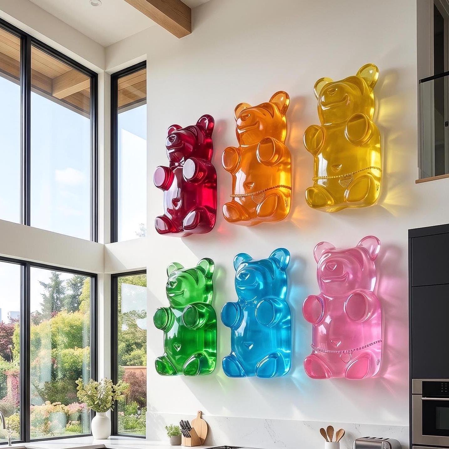Oliver & Olivia Gummy Bear Wall Art | Pop Art Sculpture for Gallery Wall, Nursery Decor, Kids Room Decor, Jumbo 10 inch Bear