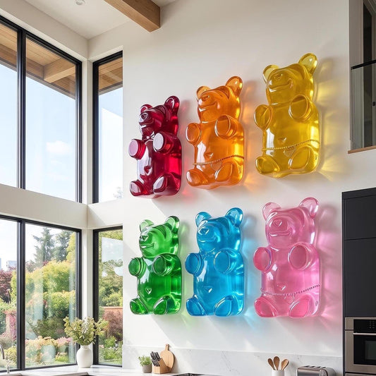 Oliver & Olivia Gummy Bear Wall Art | Pop Art Sculpture for Gallery Wall, Nursery Decor, Kids Room Decor, Jumbo 10 inch Bear
