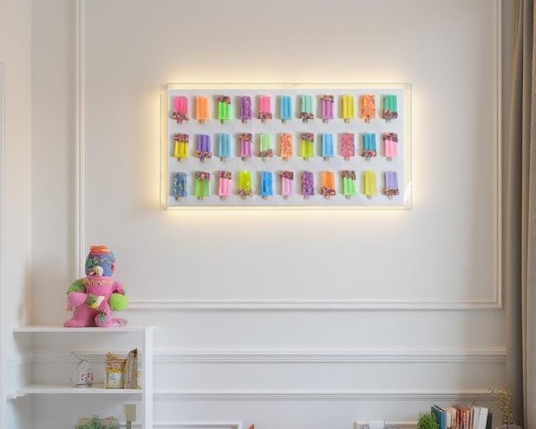 Statement Wall Art: Handmade 3D Ice Cream Bar Sculptures In A Shadow Box