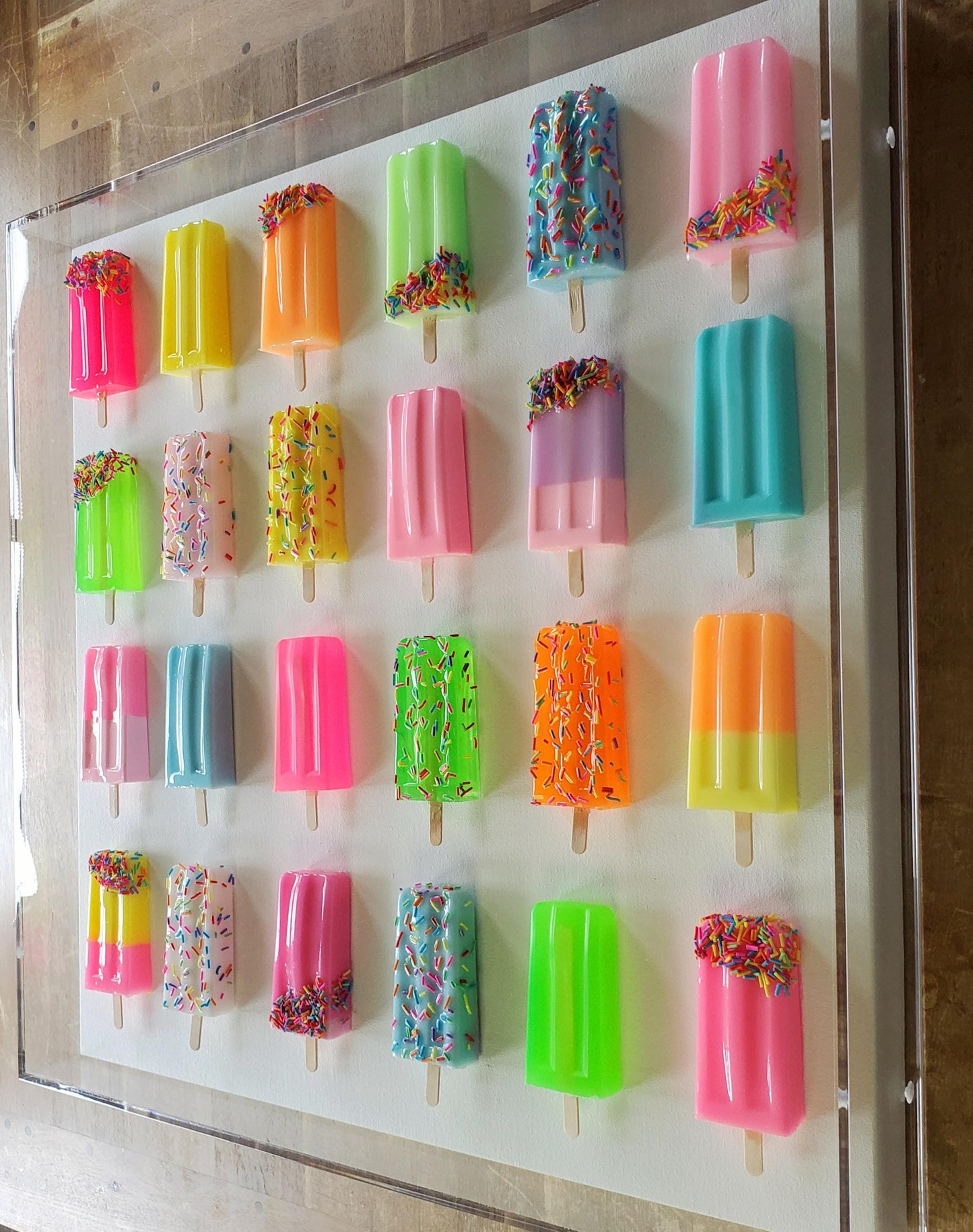 Statement Wall Art: Handmade 3D Ice Cream Bar Sculptures In A Shadow Box