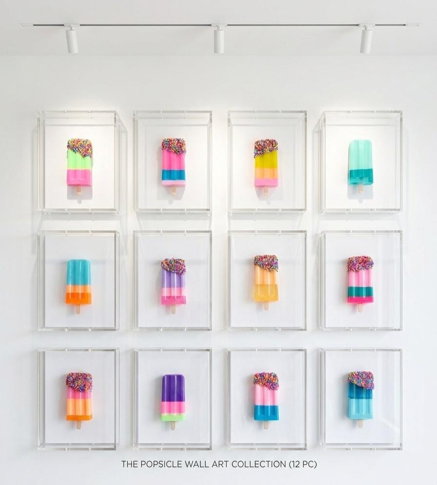 Ice Cream Bar Sculpture, Acrylic Shadow Box Wall Decor