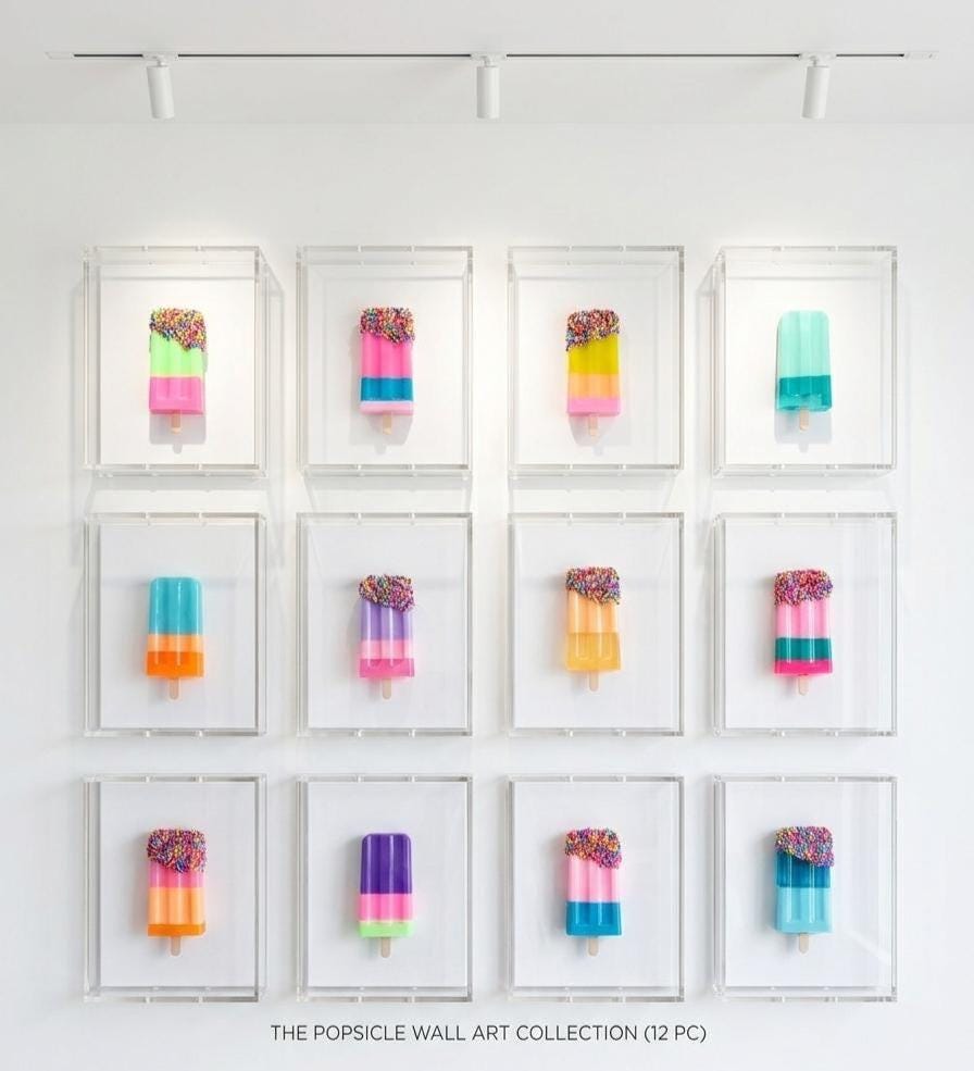 Ice Cream Bar Sculpture Shadow Box Decor | Whimsical Nursery, Colorful Kitchen Pop Art